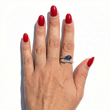 Blue Sapphire Natural Diamonds Wrap Ring