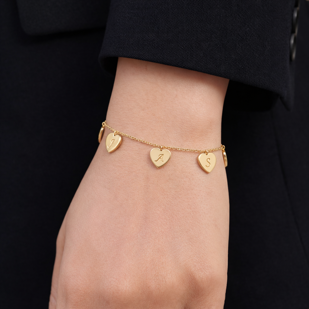 Custom Dangling Heart Bracelet