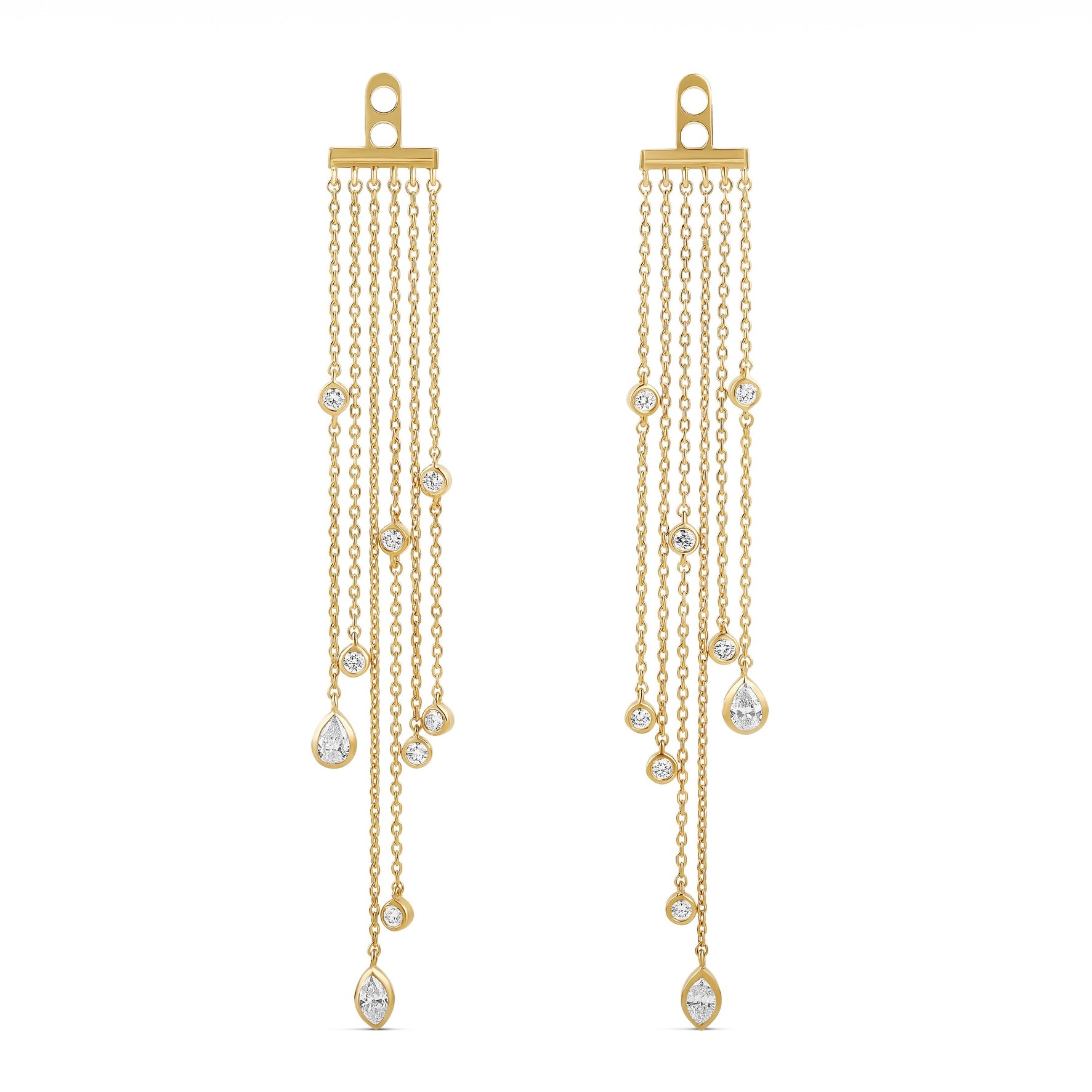 Mixed Shape Bezels Diamond Tassel Earring Back Charm (PAIR)