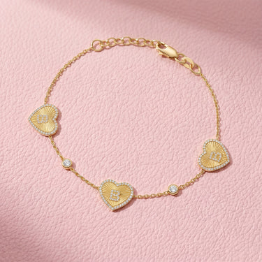 Diamond Initial Fluted Heart Bracelet