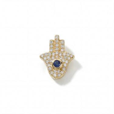 Diamond and Blue Sapphire Hamsa Charm