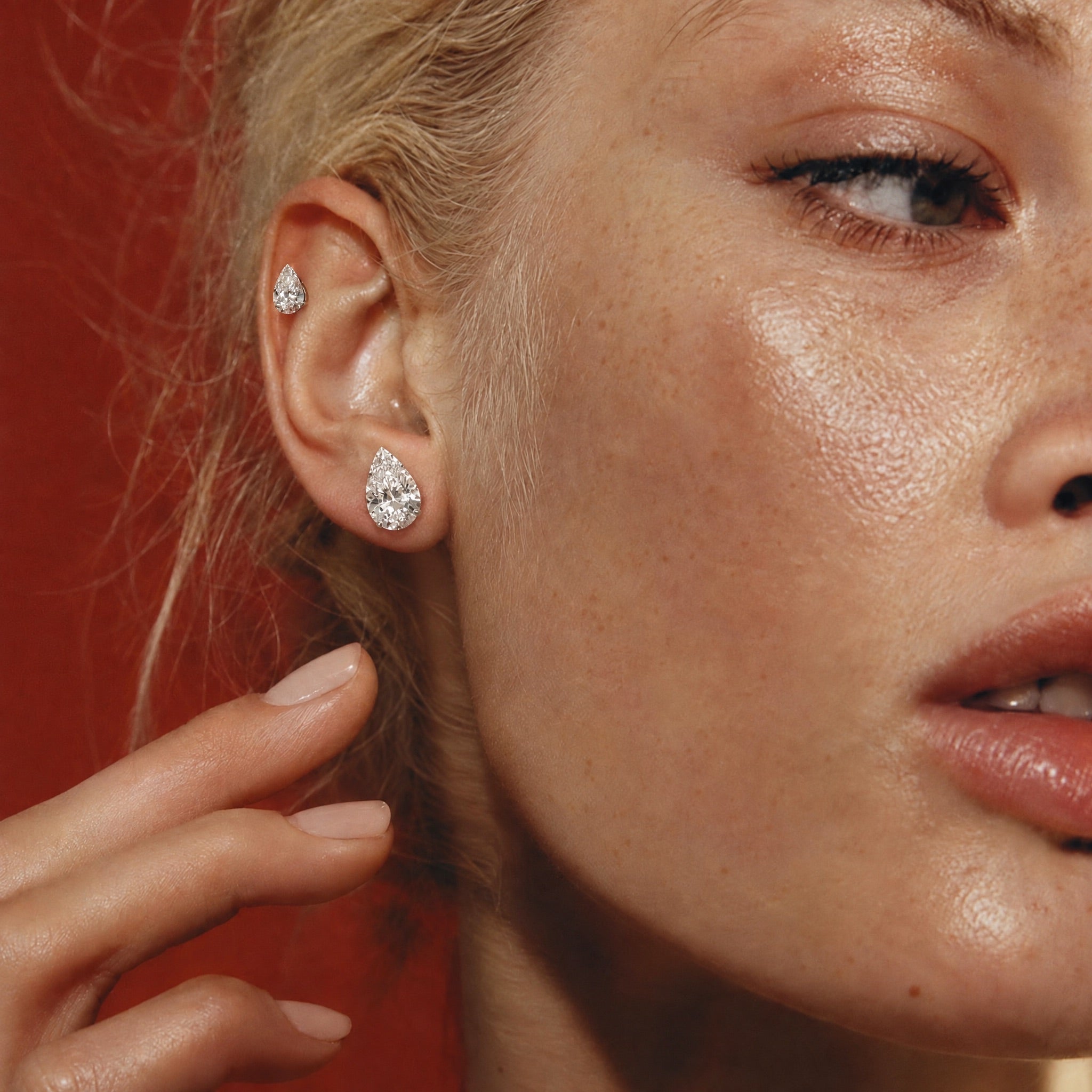 4ctw Lab Diamond Pear Studs - IGI Certified