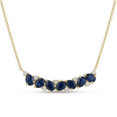 Blue Sapphire and Natural Diamond Necklace