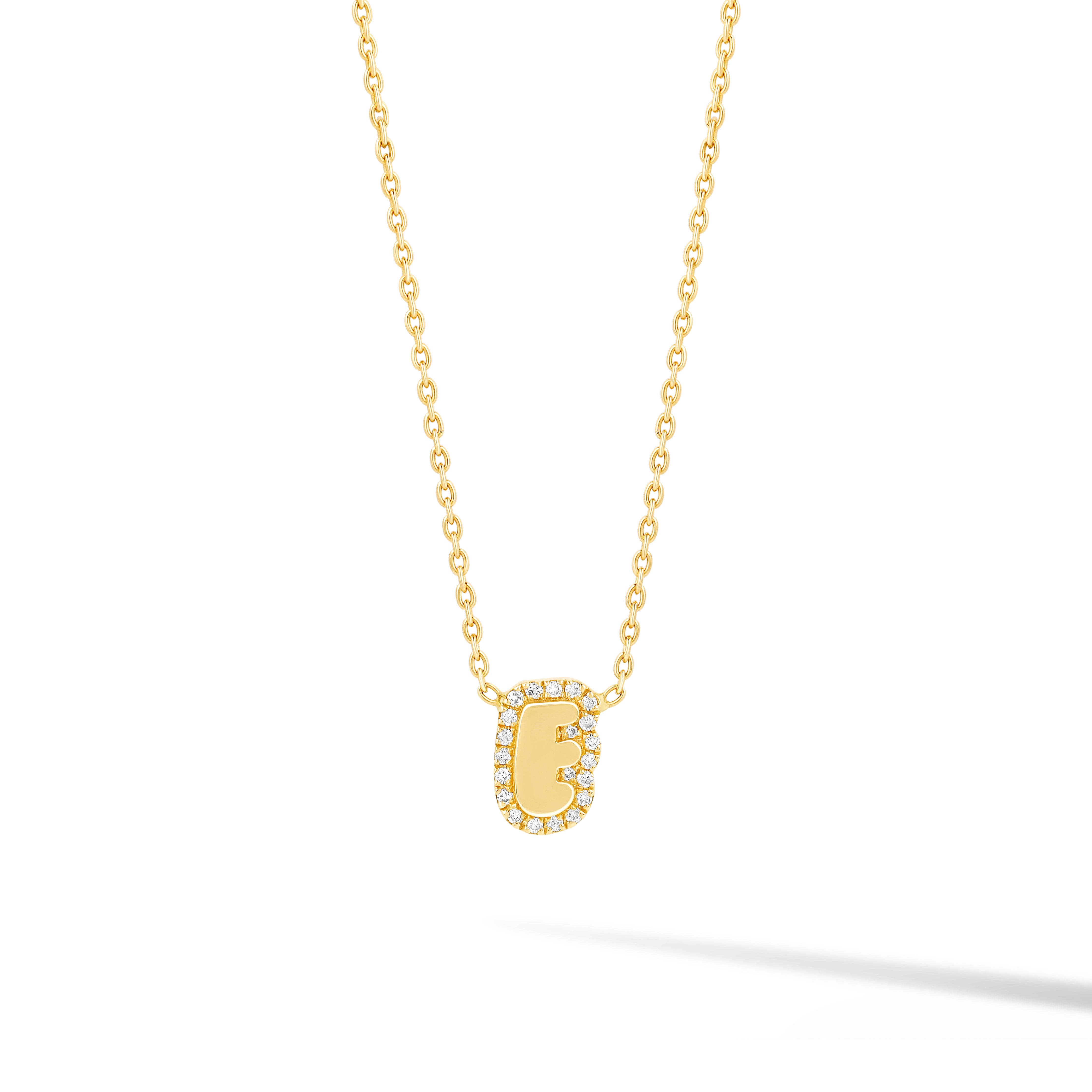 Diamond Outline Bubble Initial Necklace