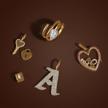 Diamond Gothic Initial Charm