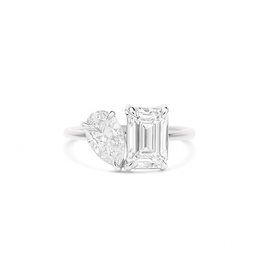 2.34ct Toi et Moi Lab Grown Diamonds on Thin Solid Band Ring - IGI Certified