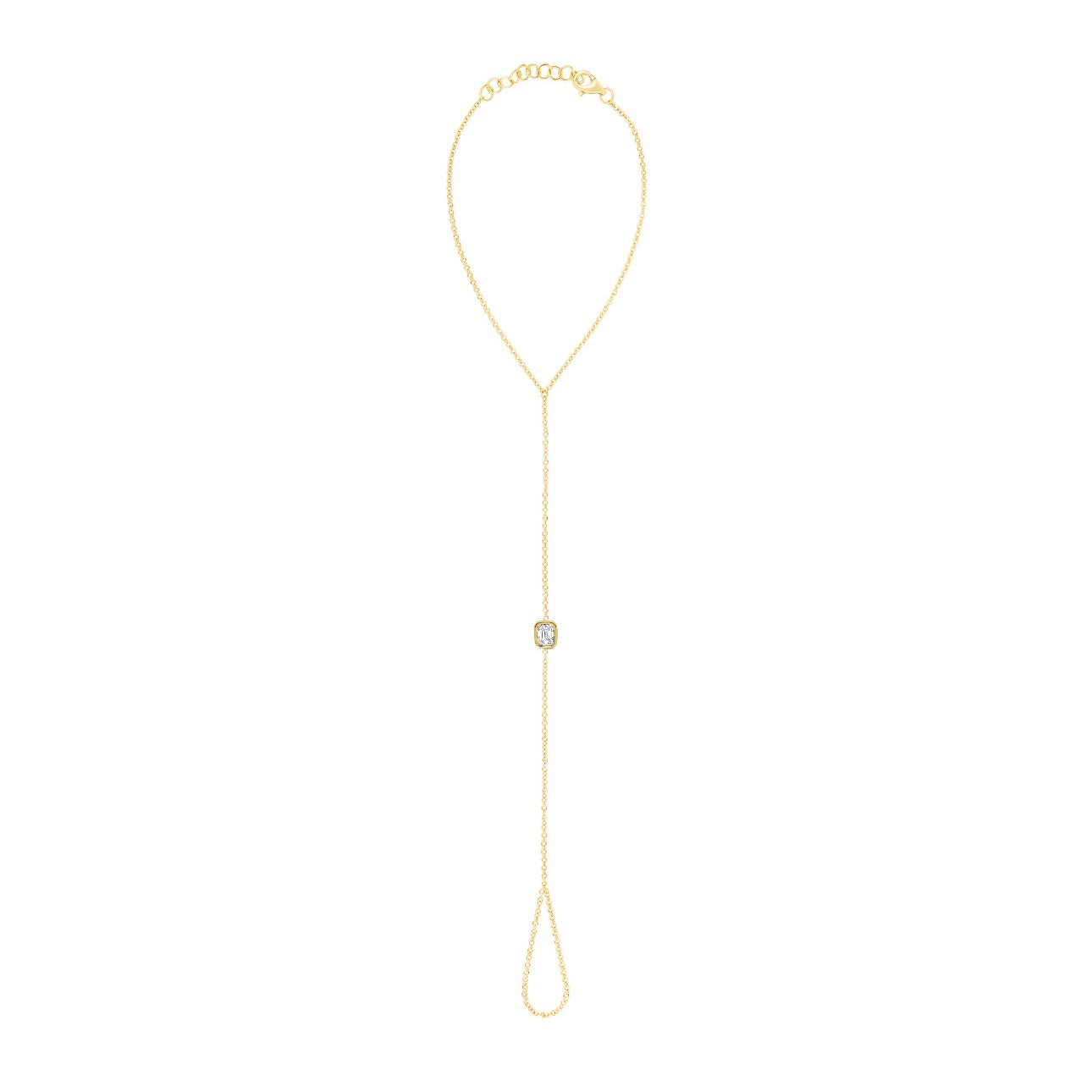 Single Fancy Shape Bezel Hand Chain Bracelet