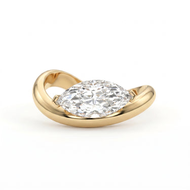 3.04ct Marquise Bold Lab Wavy Diamond Ring (IGI Certified)