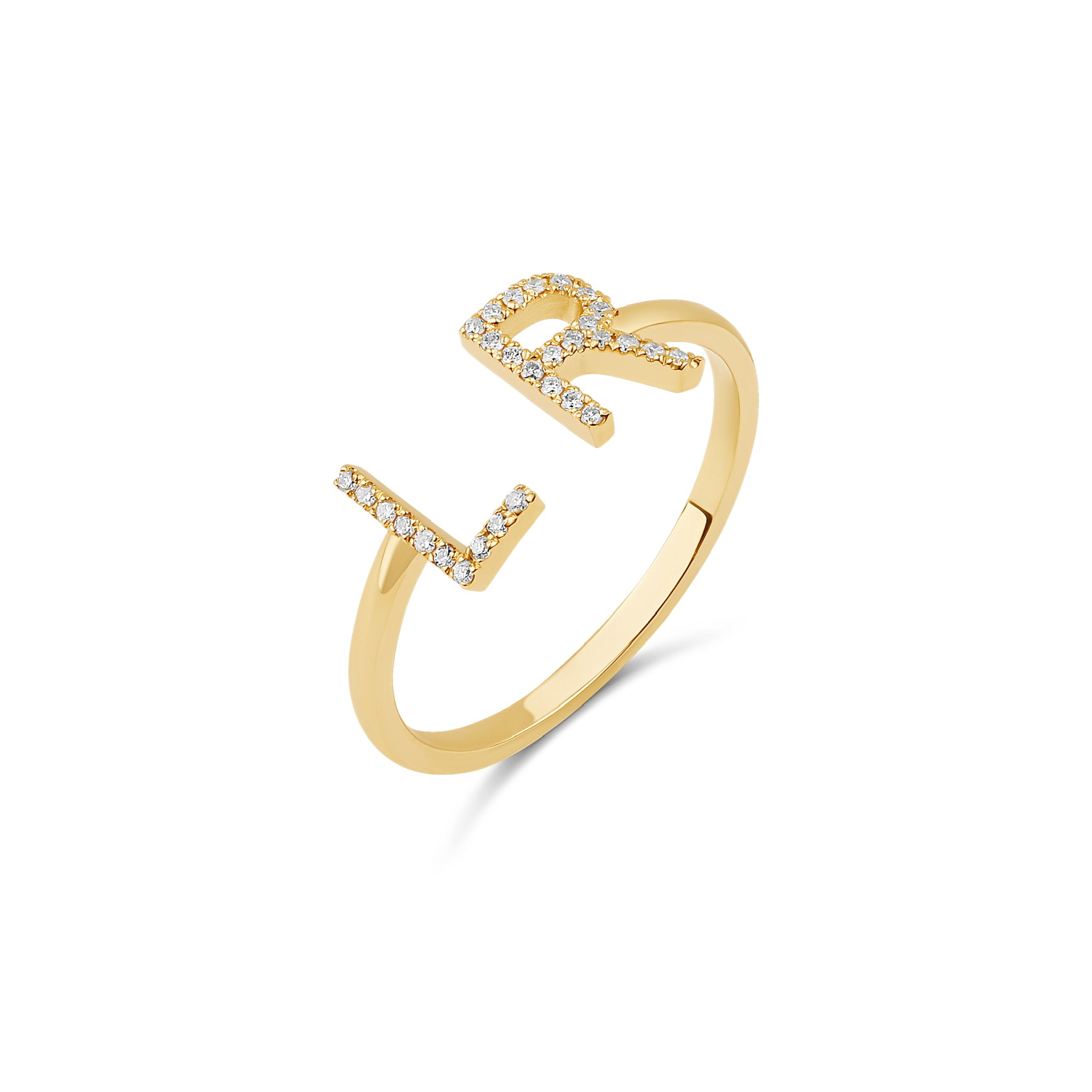 Diamond Initials Cuff Ring