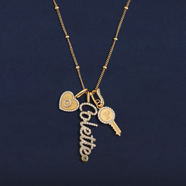 Diamond Initial Fluted Heart Charm