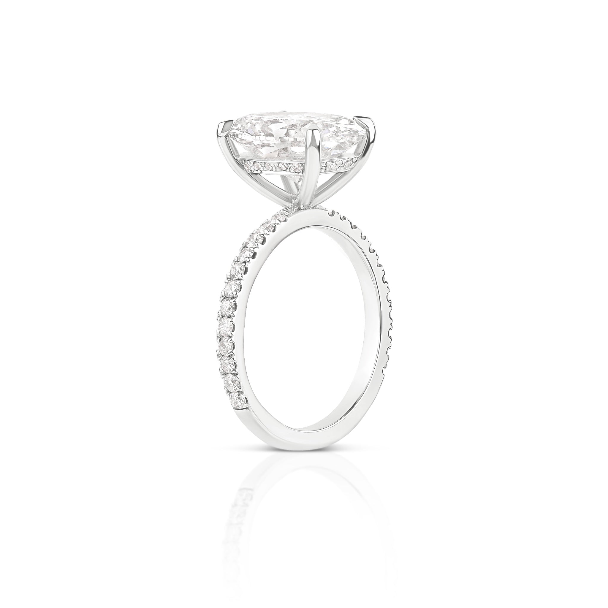 Oval Cut Lab Diamond on Pave Band Ring - IGI Certified