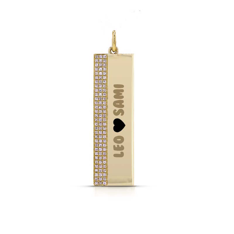 3-Row Diamond Nameplate Charm