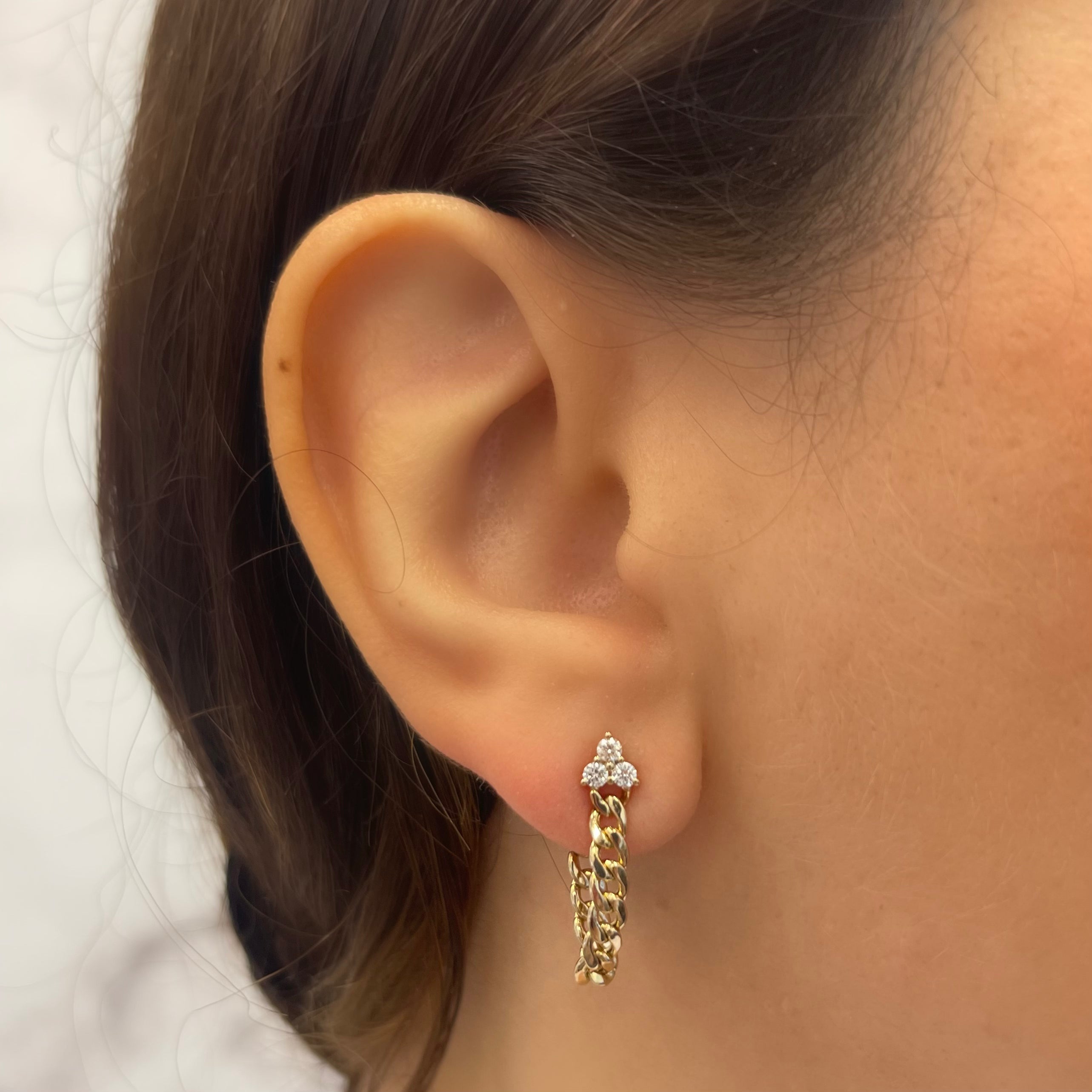 Cuban Chain Diamond Trio Studs