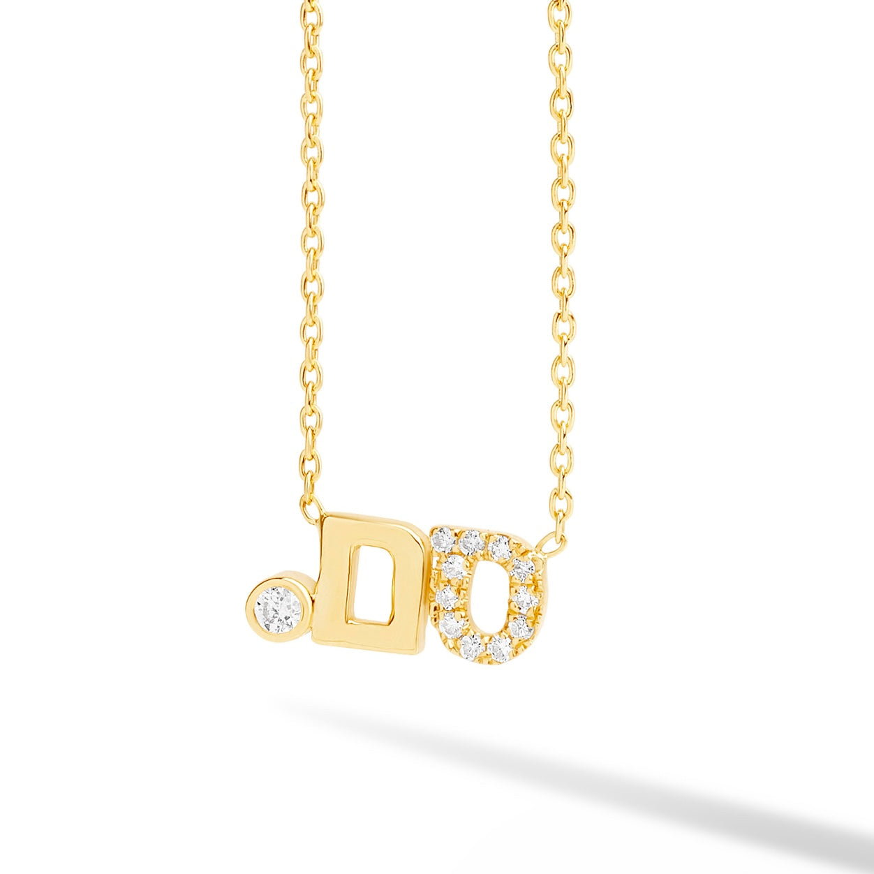 Diamond Accent Initial Hebrew Name Necklace