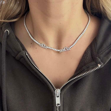 Lab Diamond Personalized Tennis Necklace