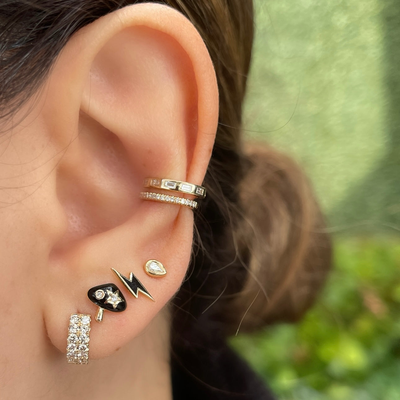 Double Pave Diamond Huggies