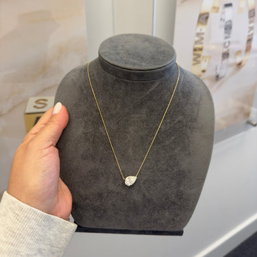 3ct Sideway Lab Diamond Pear Cut Solitaire Necklace