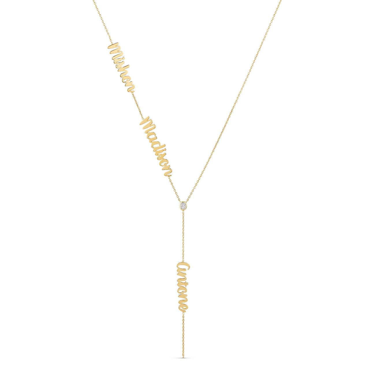 Multiple Names Lariat Necklace with Drop Charm