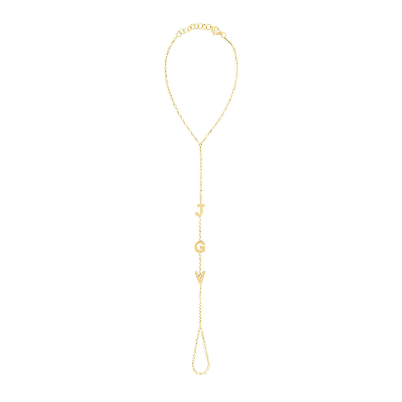Solid Initials Hand Chain Bracelet