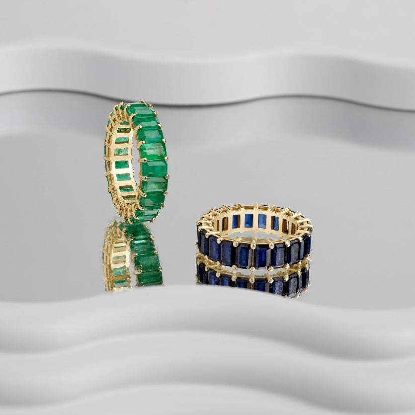 Emerald Cut Gemstone Eternity Ring