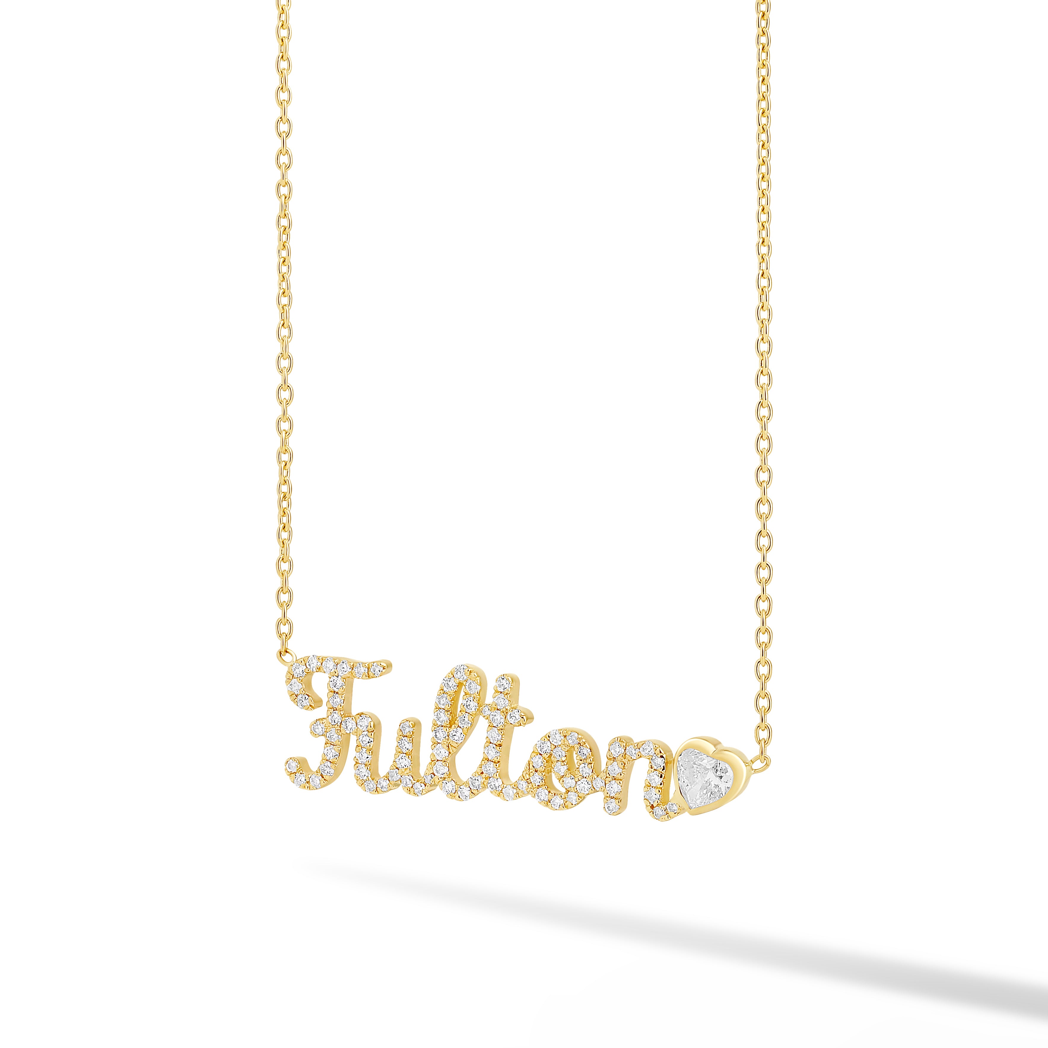 Diamond Pave Custom Name Necklace with Mixed Shape Diamond