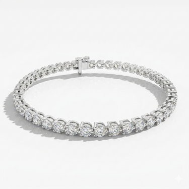 4.20ct Natural Three prong Diamond Tennis Bracelet