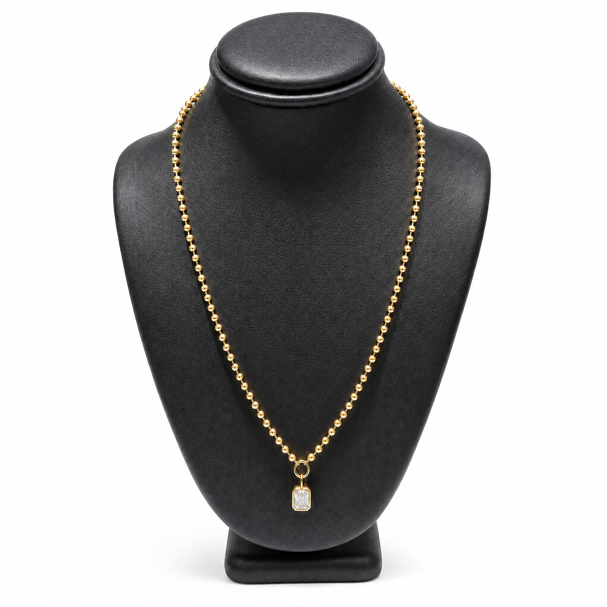 Ball Chain Necklace with 1ct Diamond Charm