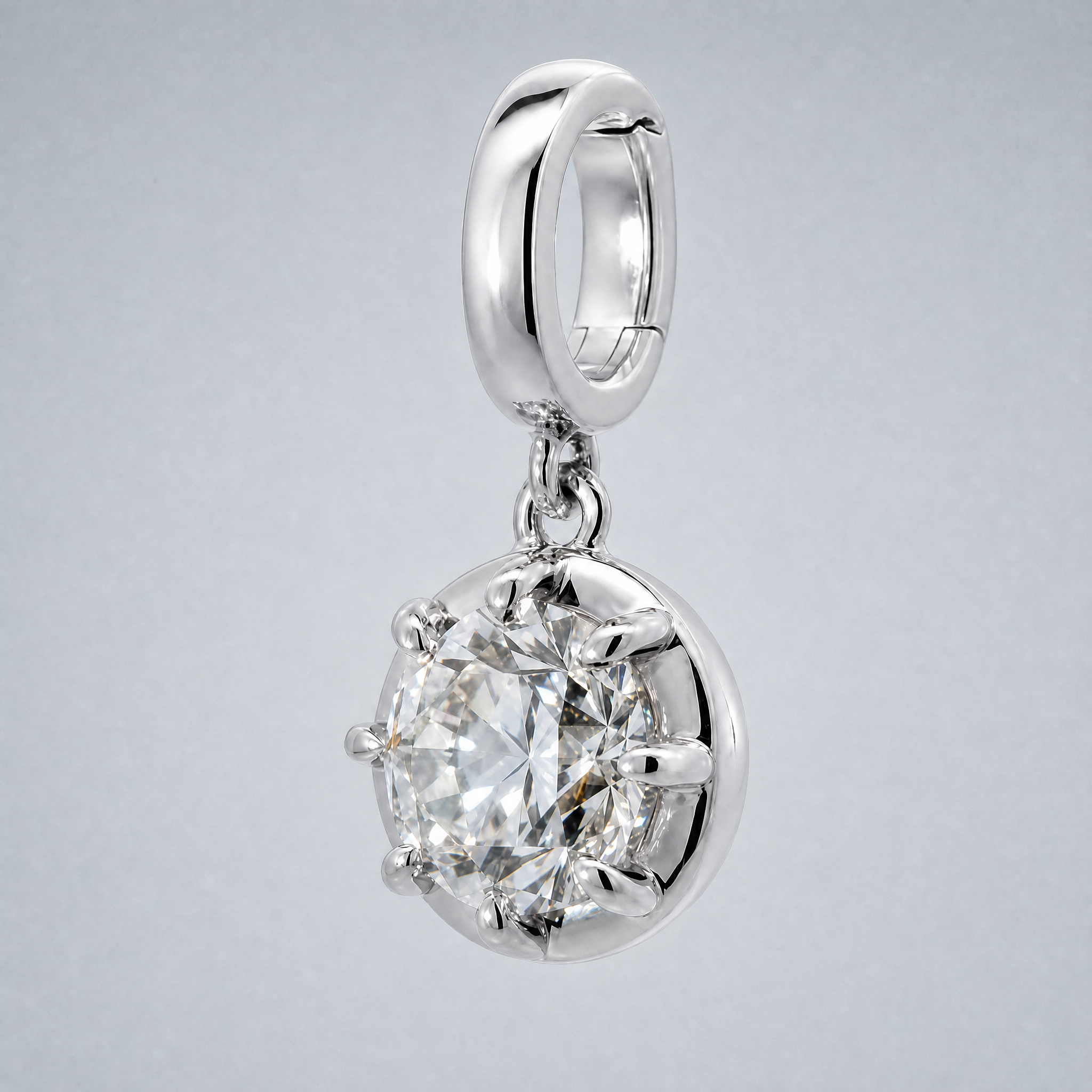 1ct Round Diamond Charm / White Gold