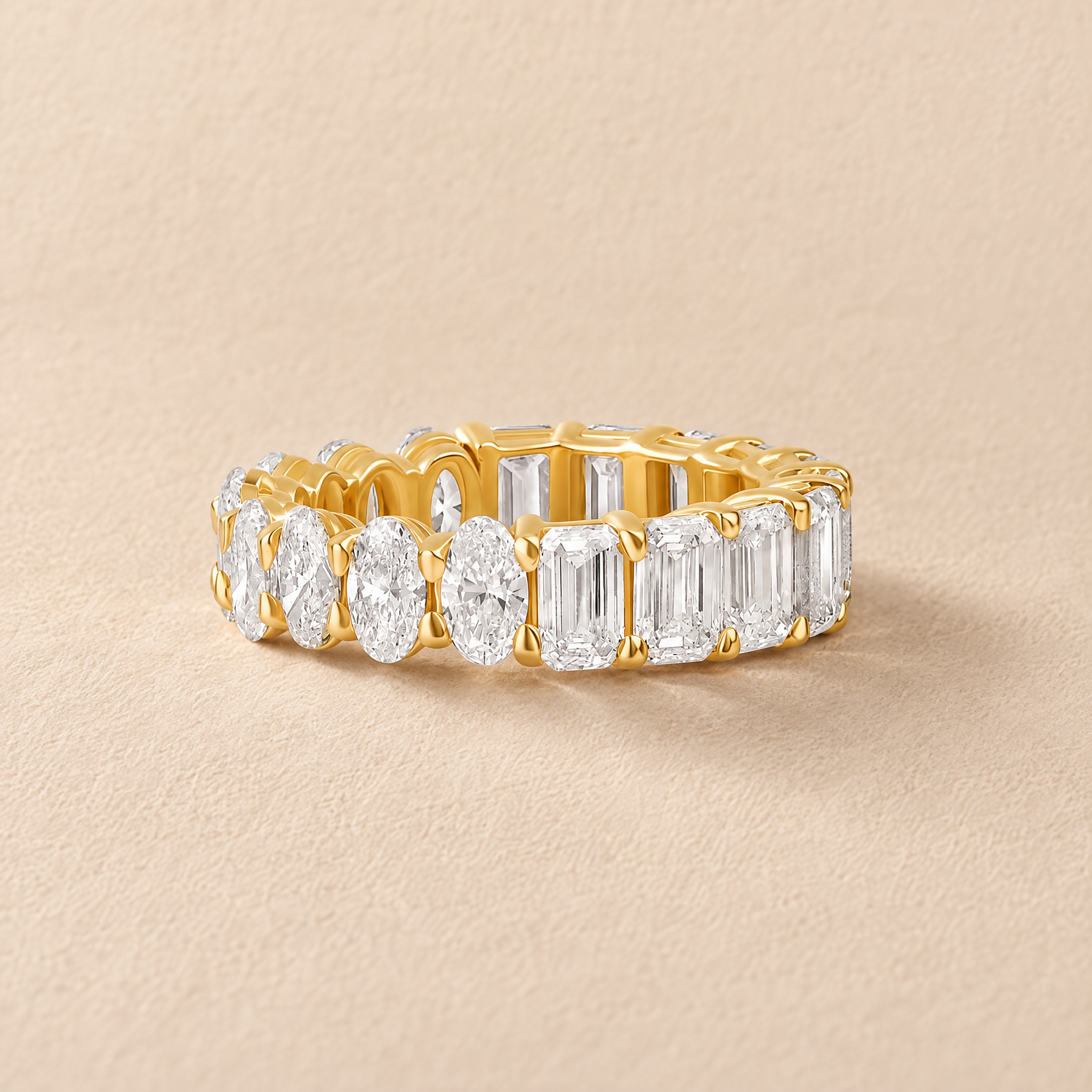 5ct Half/Half Oval and Emerald Cut Lab Diamond Eternity Ring