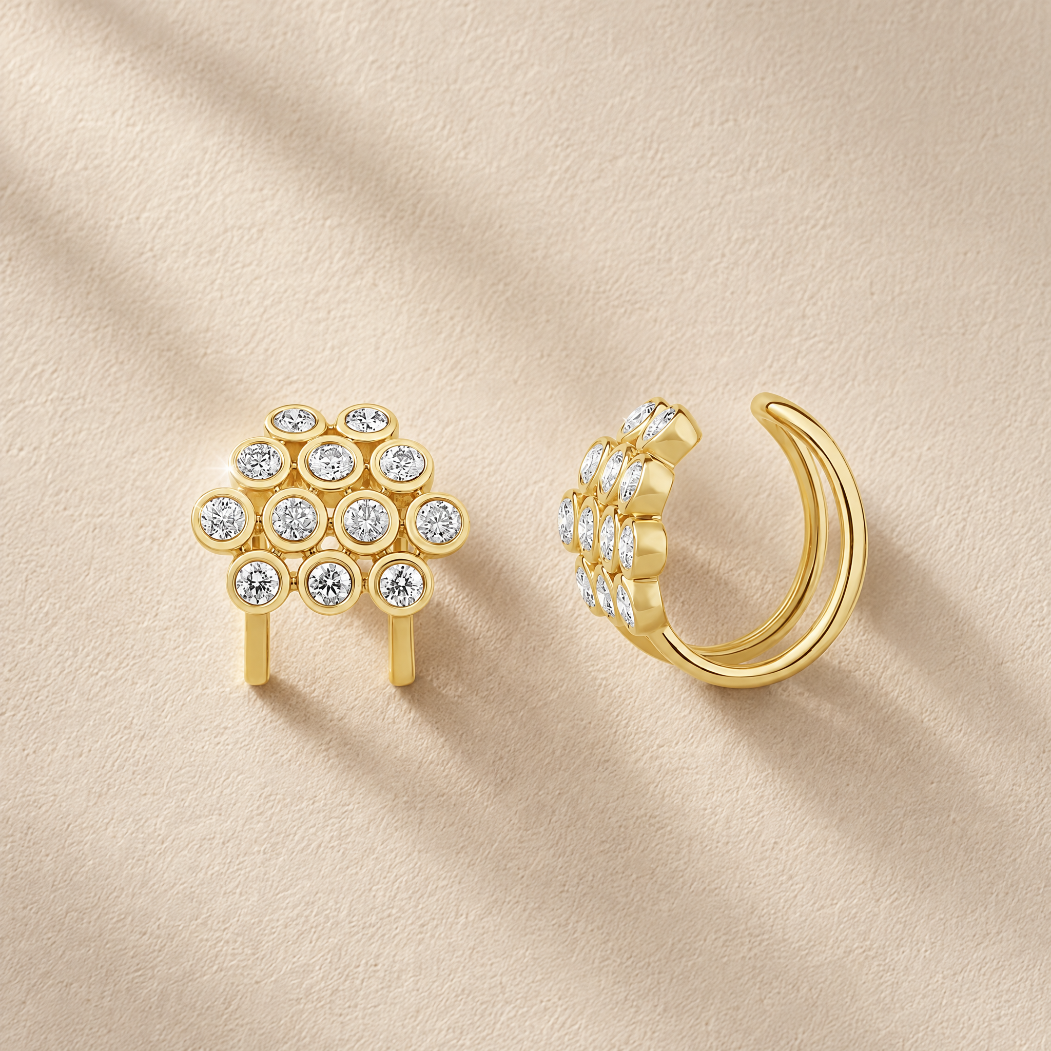 Statement Multi-Bezel Diamond Ear Cuff
