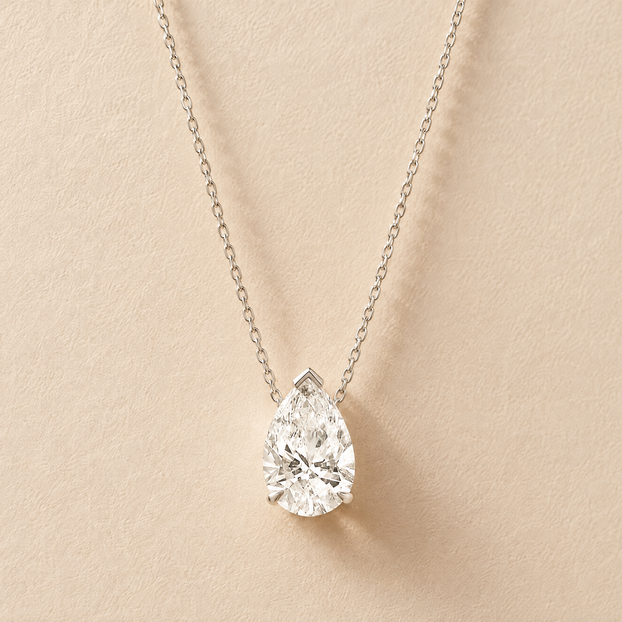 1ct Lab Diamond Pear Cut Solitaire Necklace