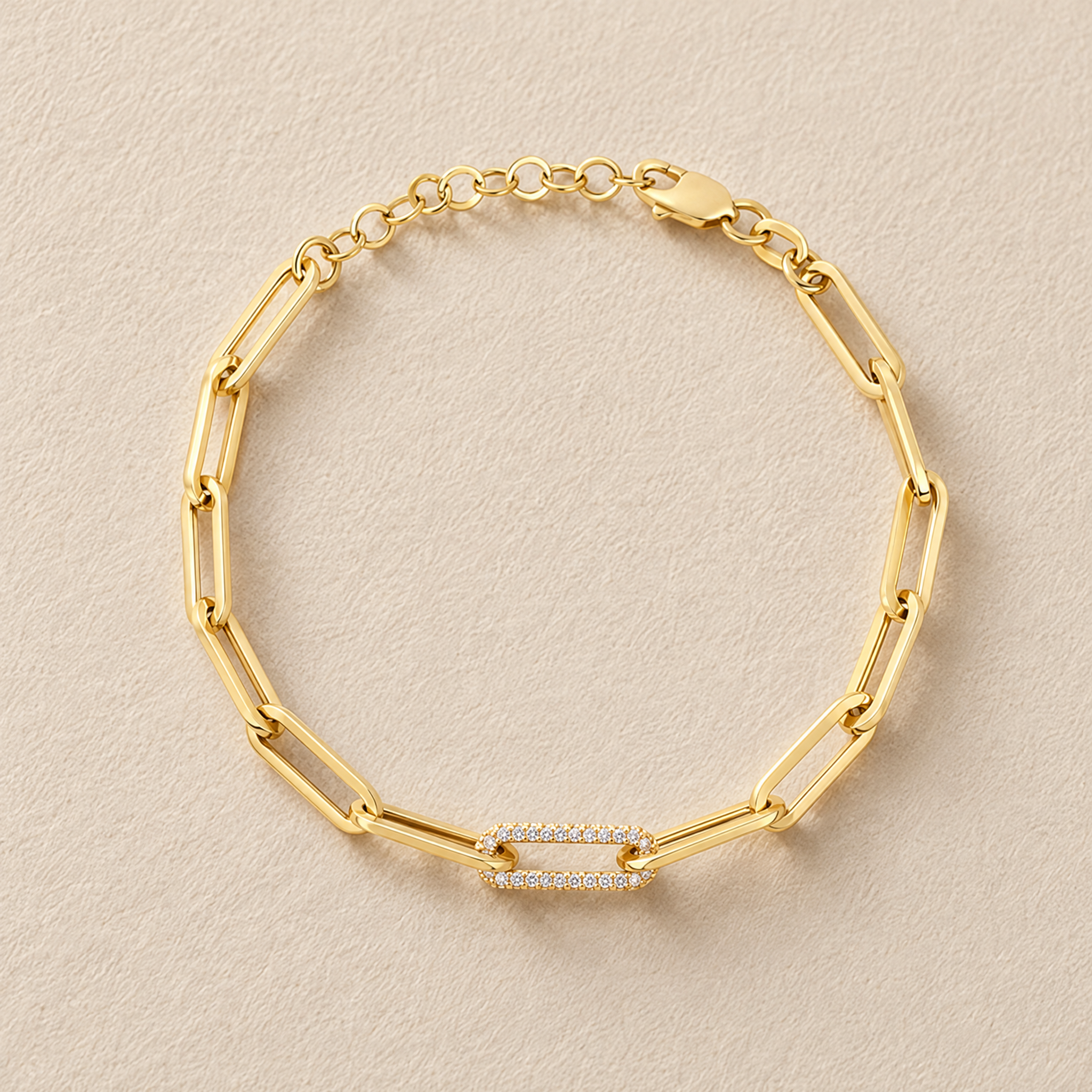 Single Diamond Link 4.2mm Paper Clip Bracelet