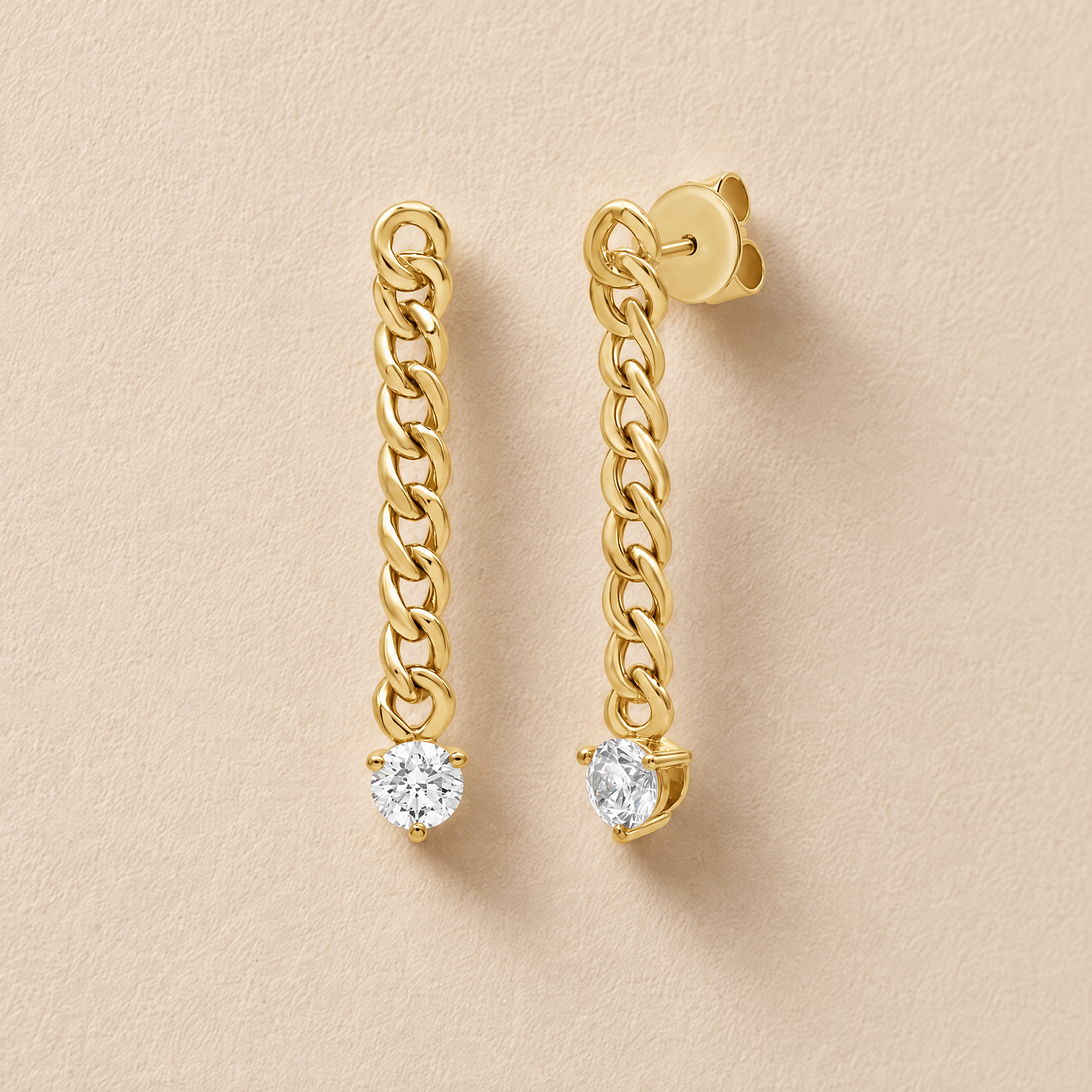 Cuban Chain Diamond Drop Earrings