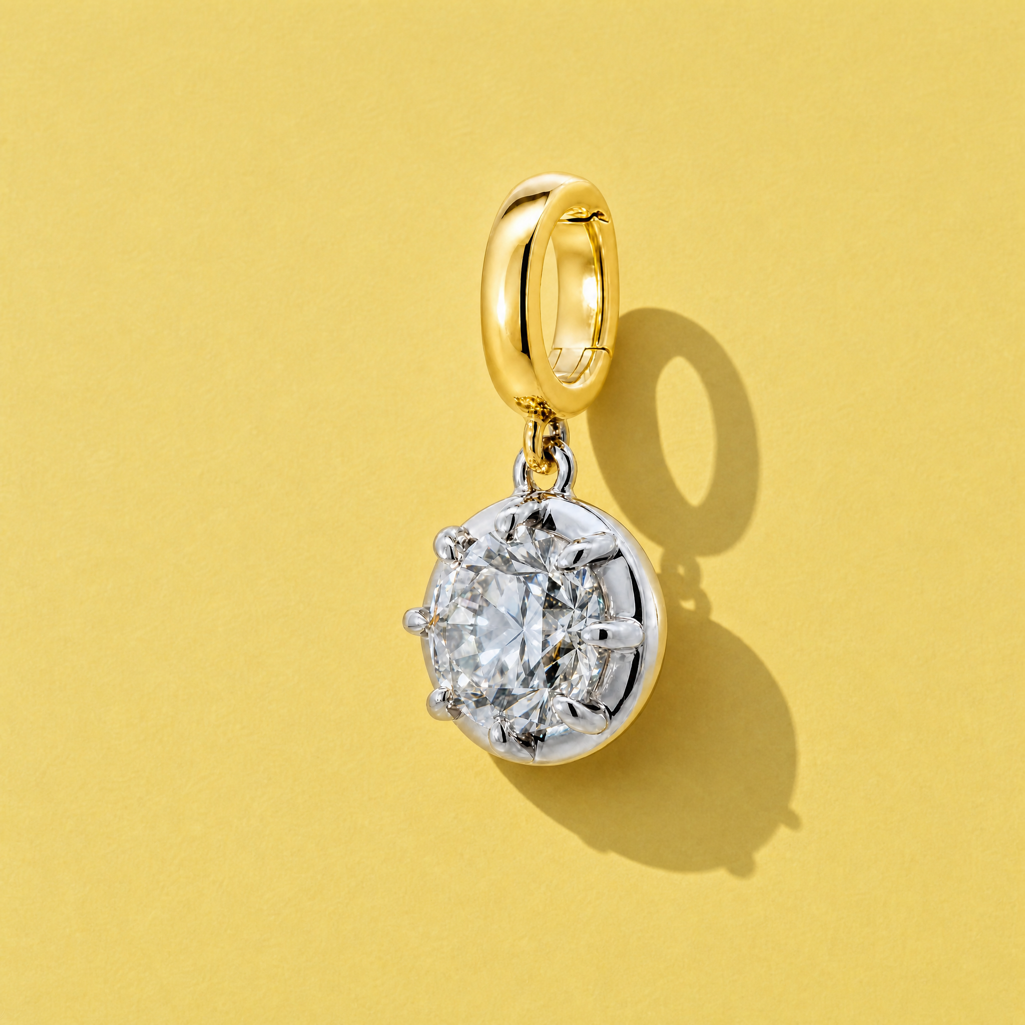 1ct Round Diamond Charm / Two Tone Gold