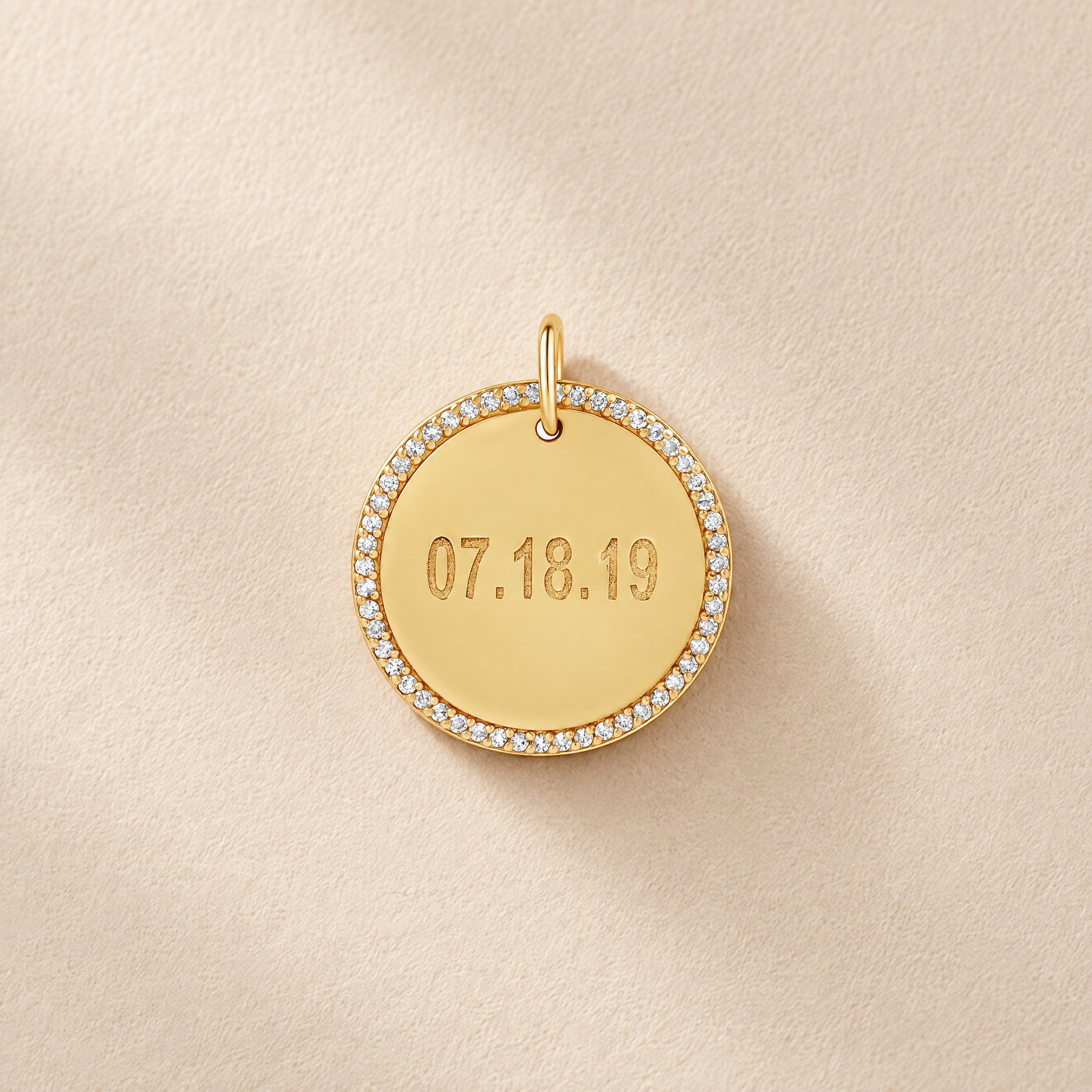 Pave Outline Disc Charm