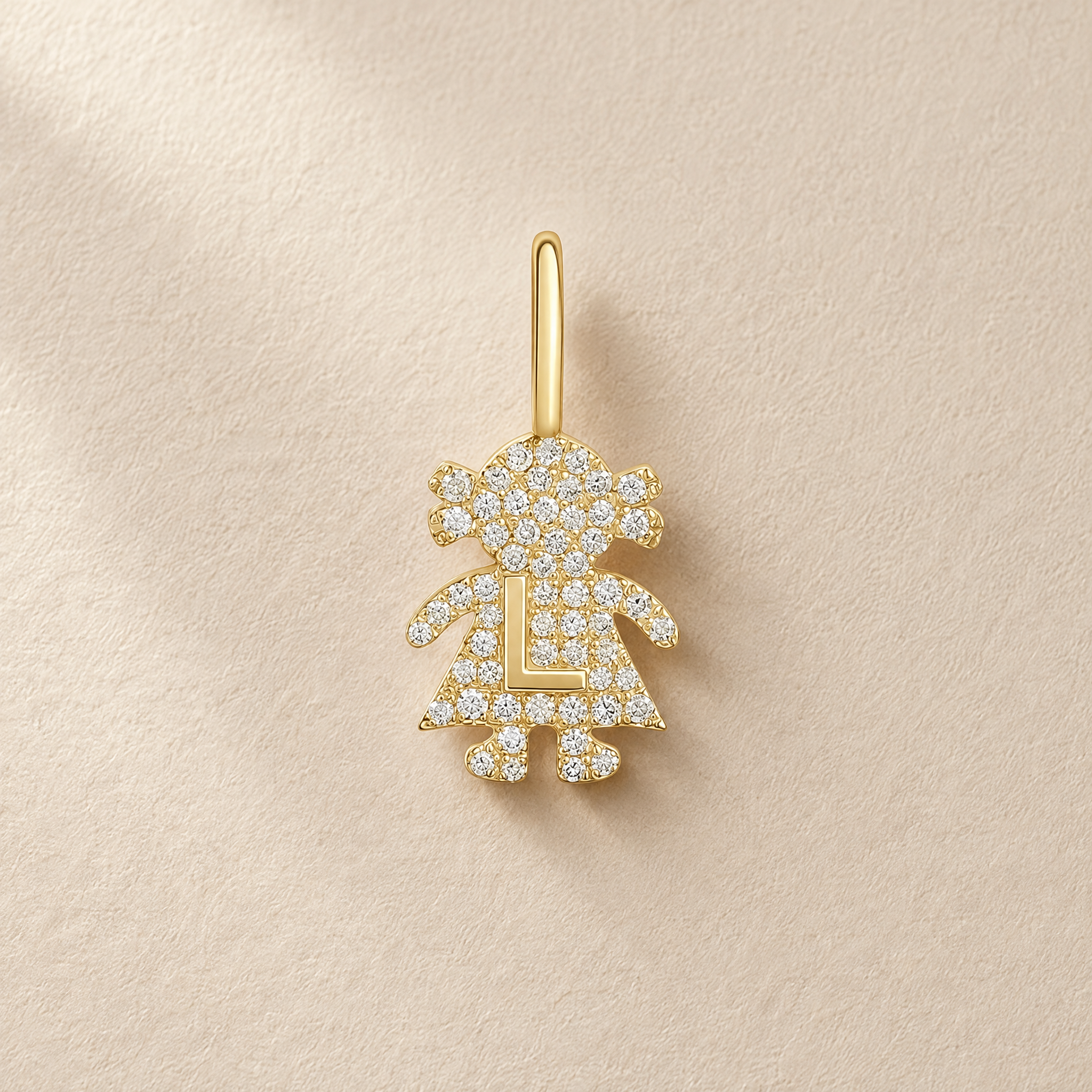 Solid Initial Diamond Kid Charm