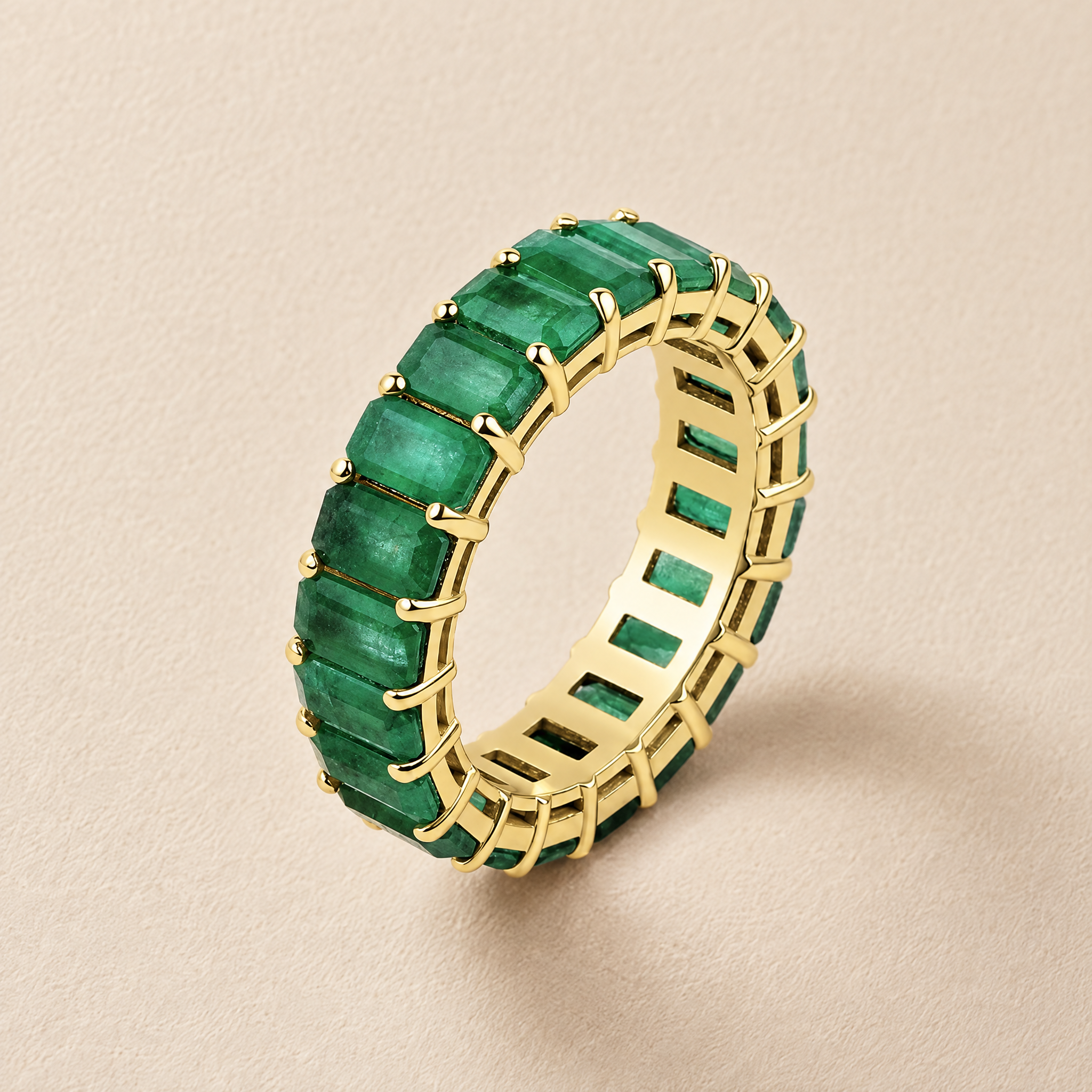 Emerald Cut Gemstone Eternity Ring