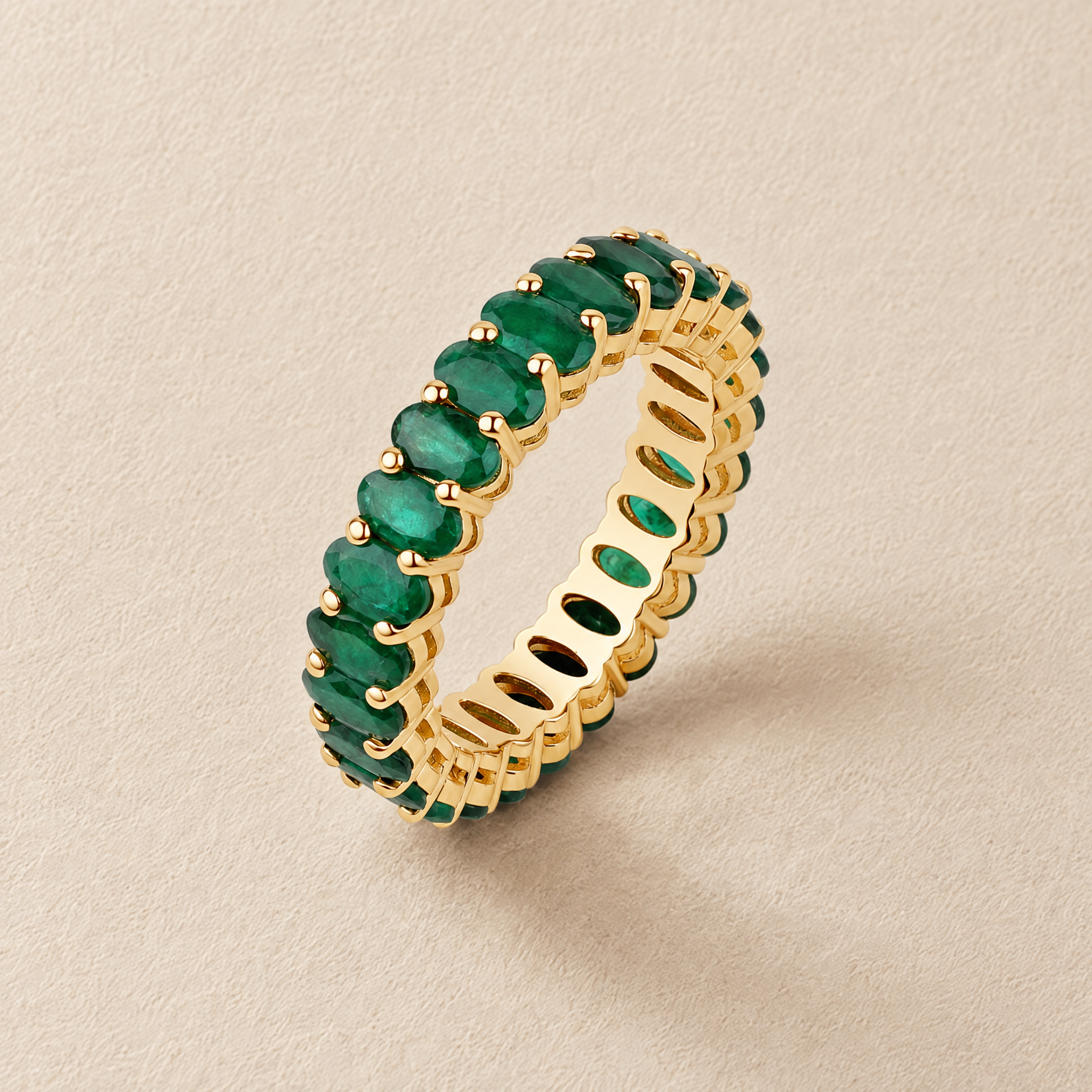 Oval Cut Gemstone Eternity Ring