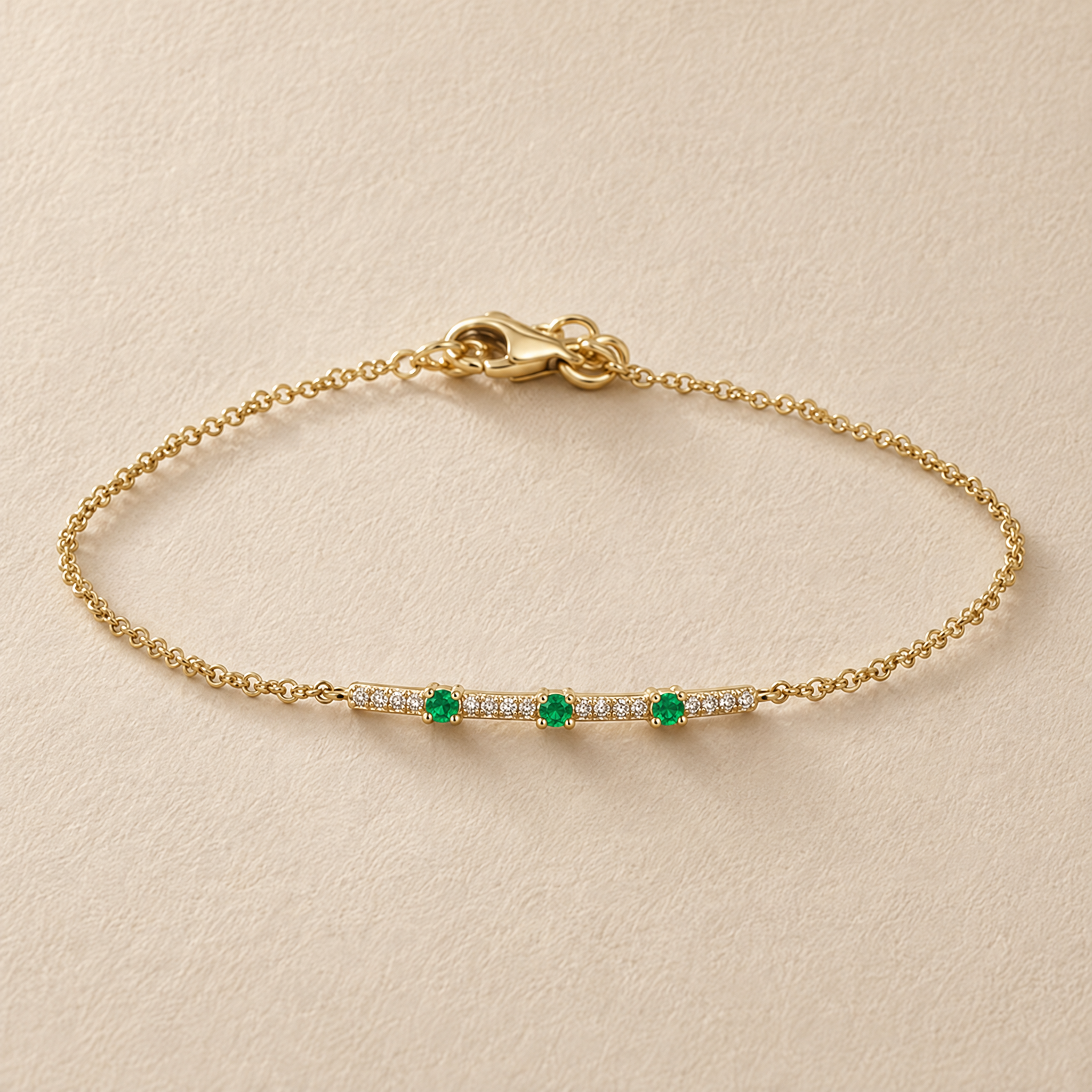 Diamond and Emerald Bar Bracelet