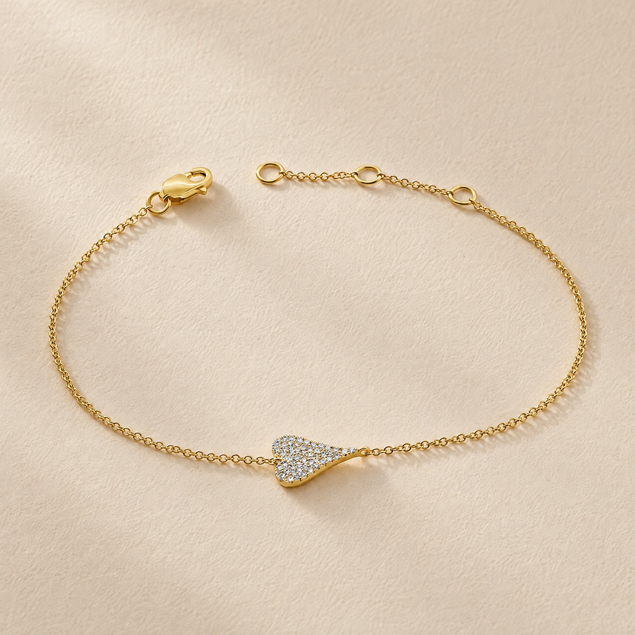 Small Elongated Pave Heart Bracelet