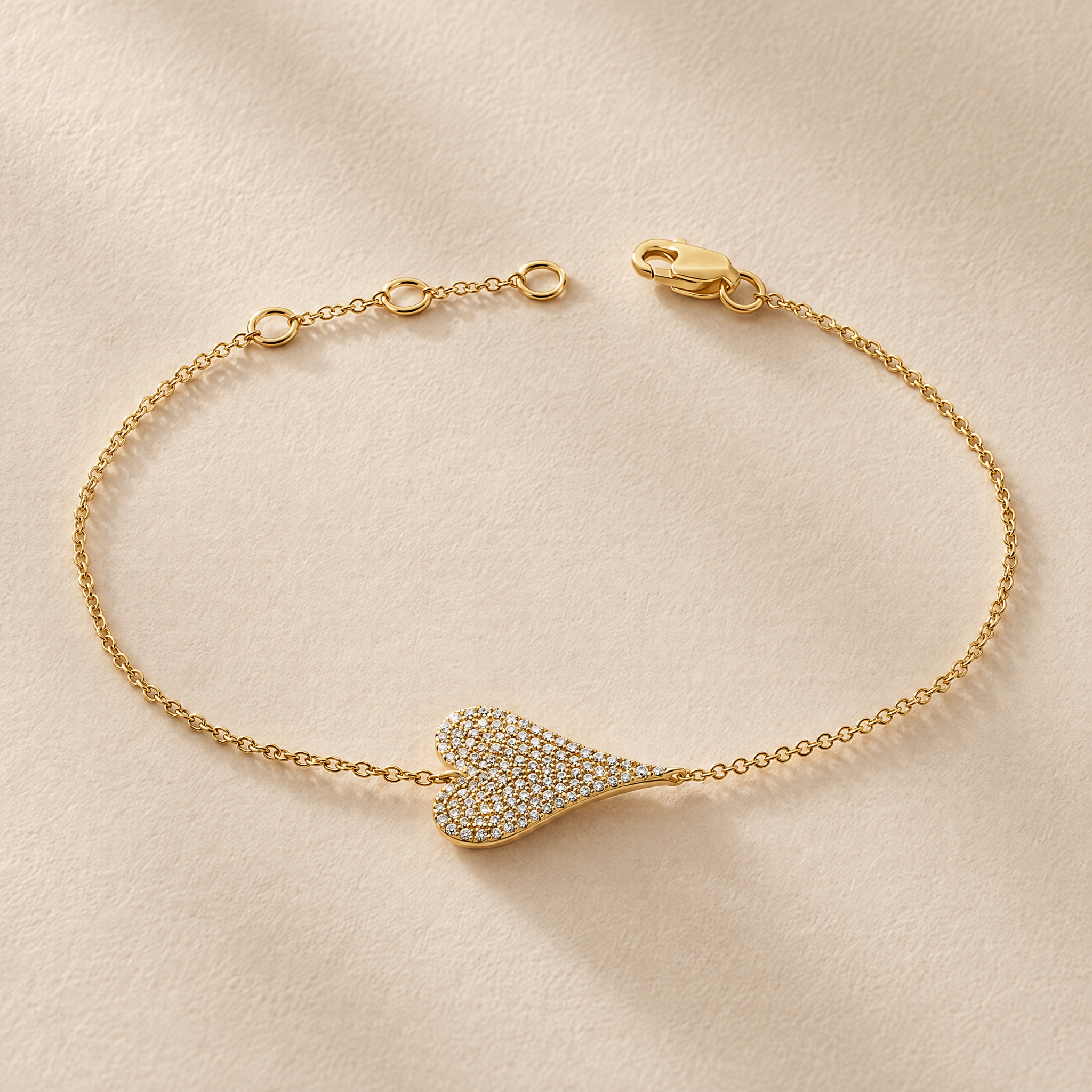 Medium Elongated Pave Heart Bracelet