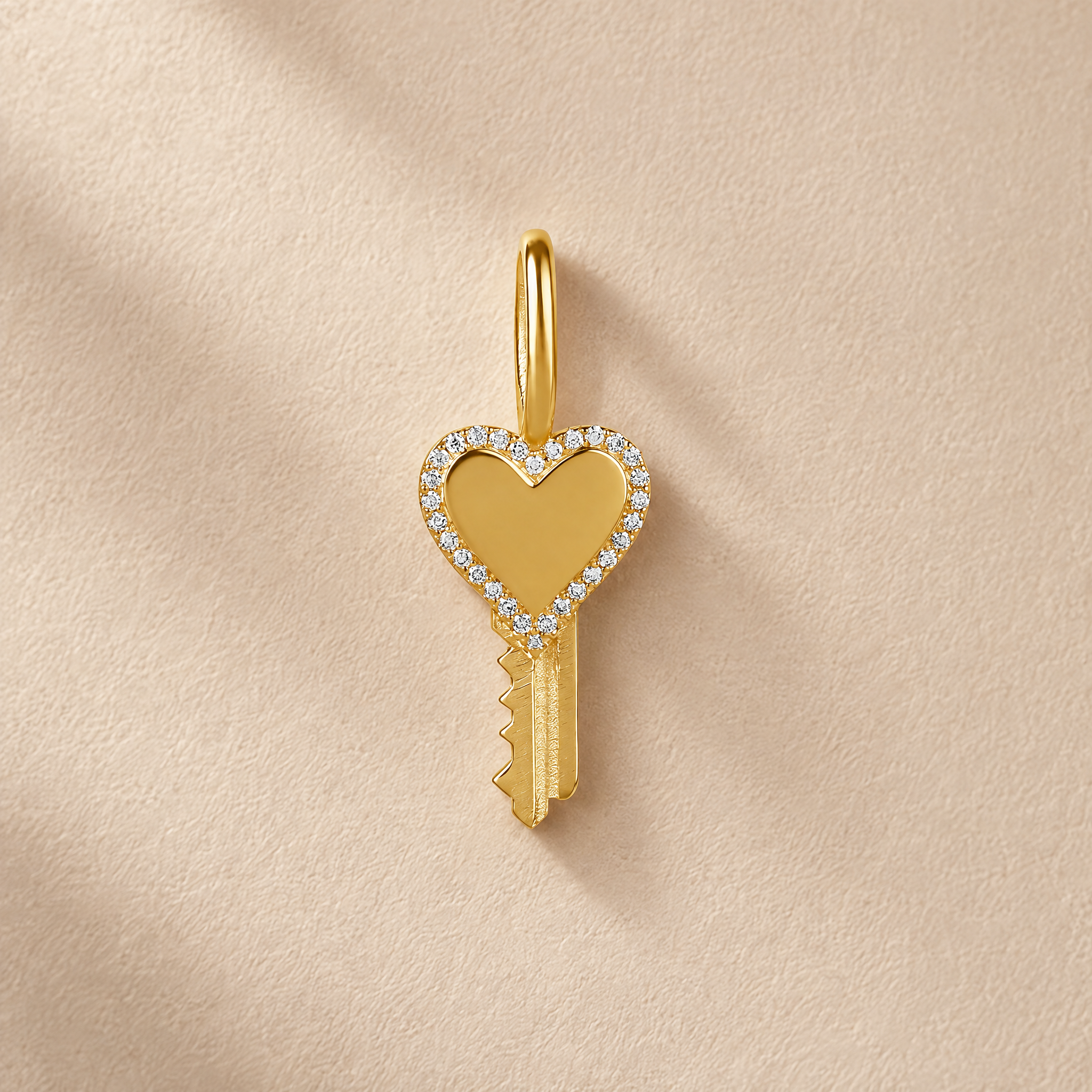 Diamond Heart Initial Key Charm