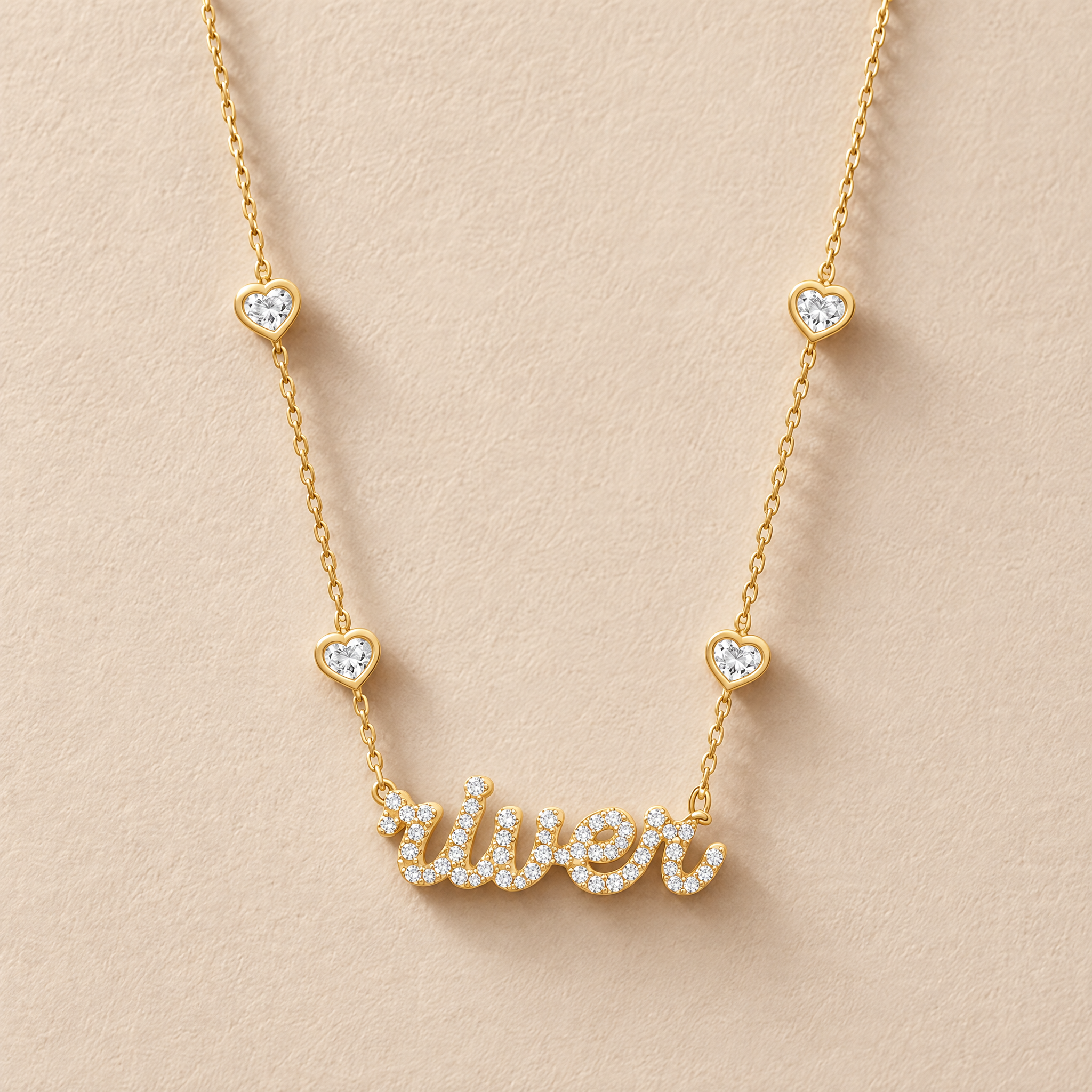 Heart Diamond Pave Custom Name Necklace