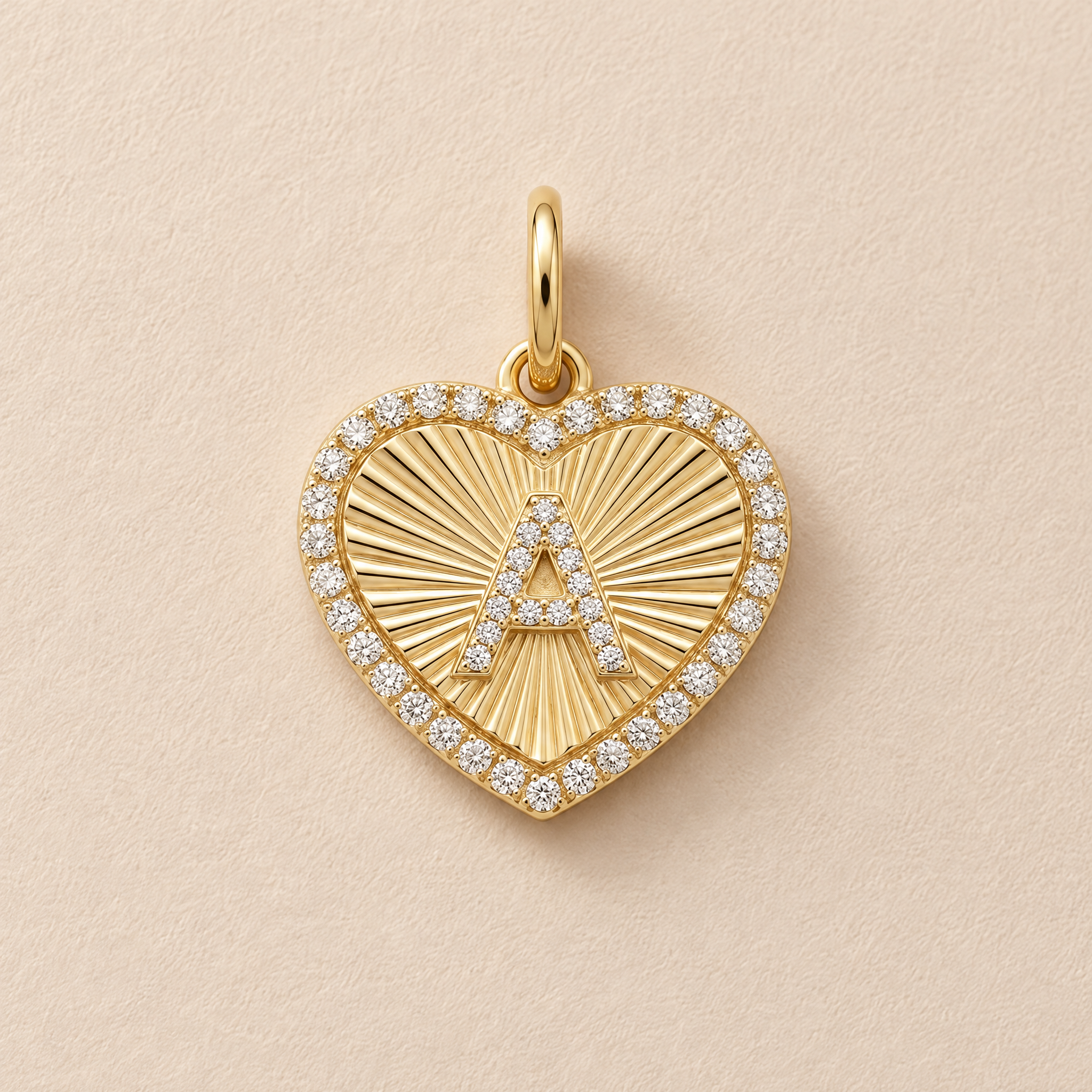 Diamond Fluted Heart Charm