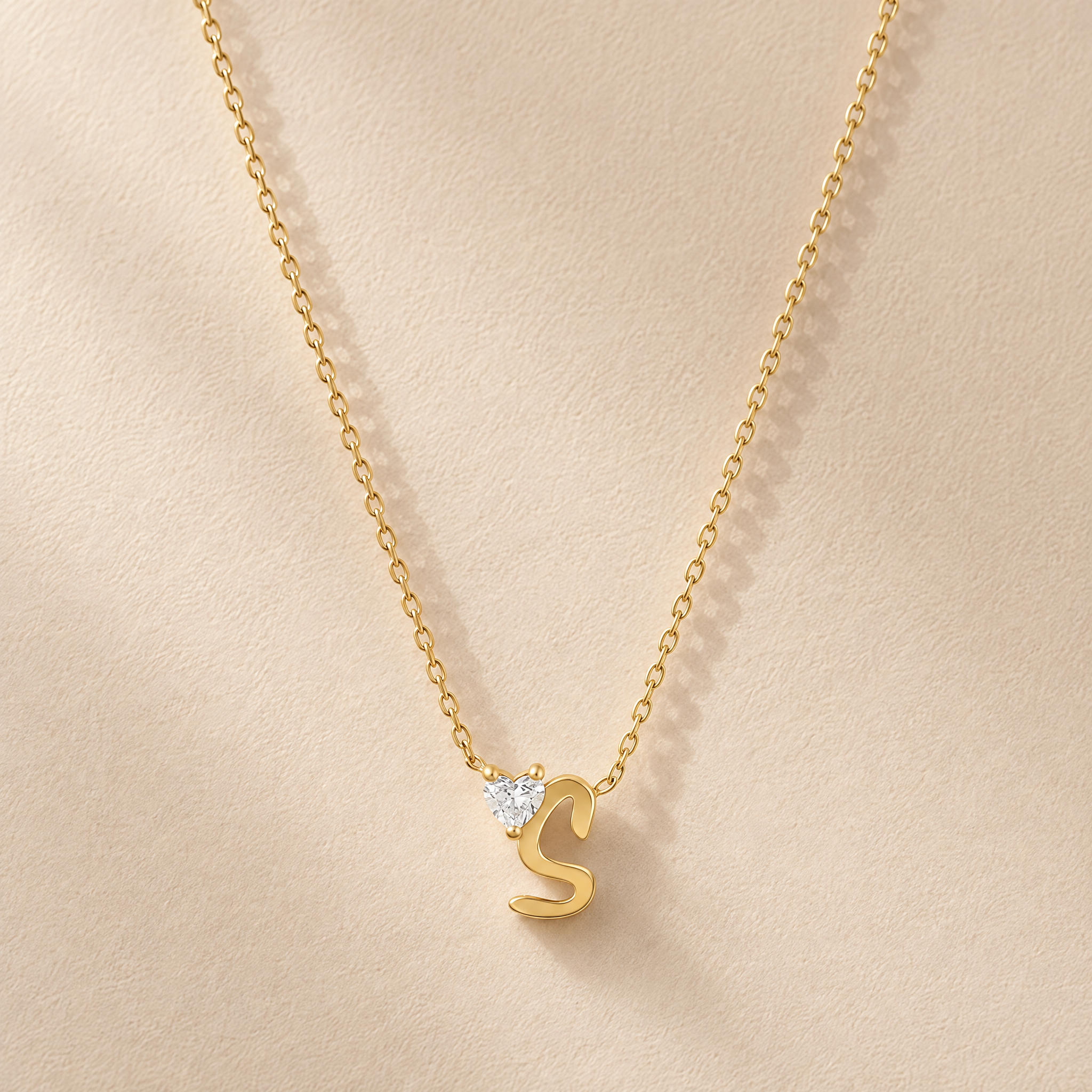 Initial with Diamond Floating Heart Necklace