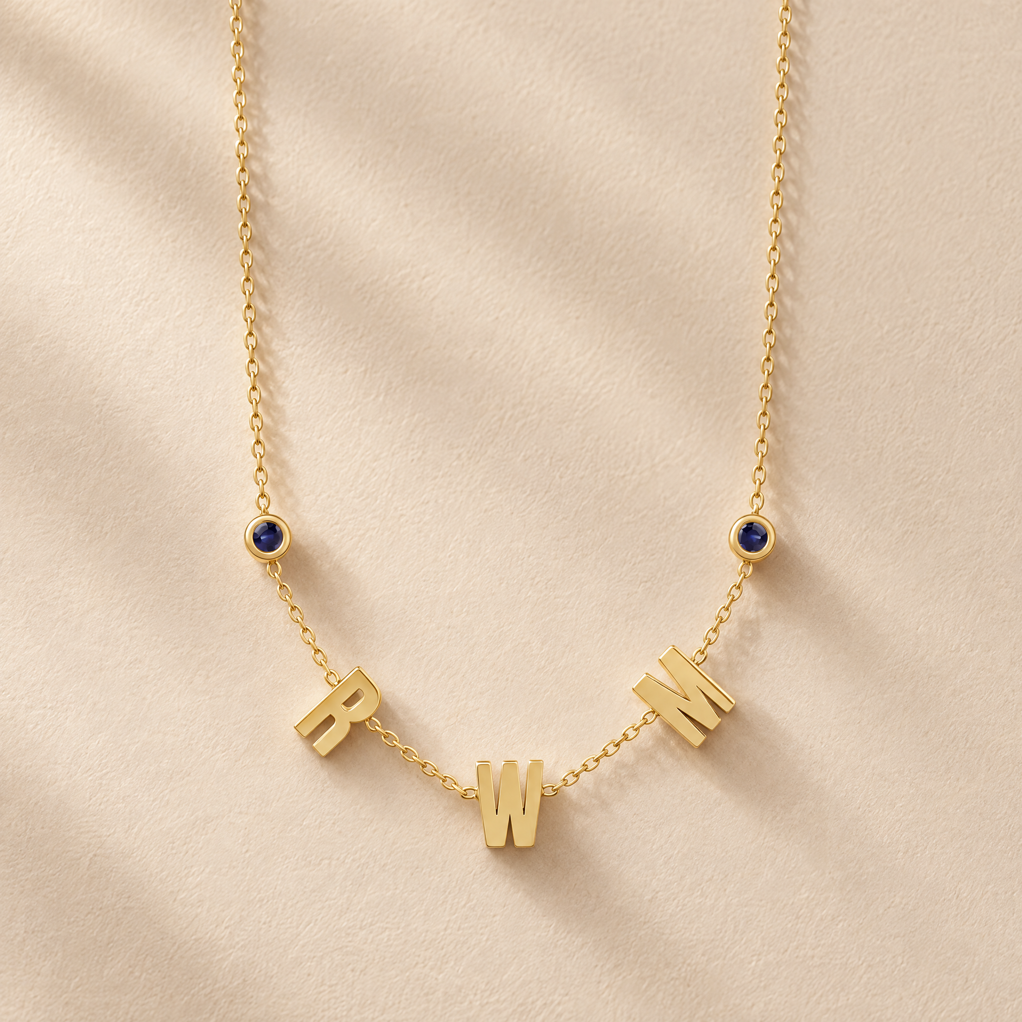 Multiple Initials Necklace with Two Bezels