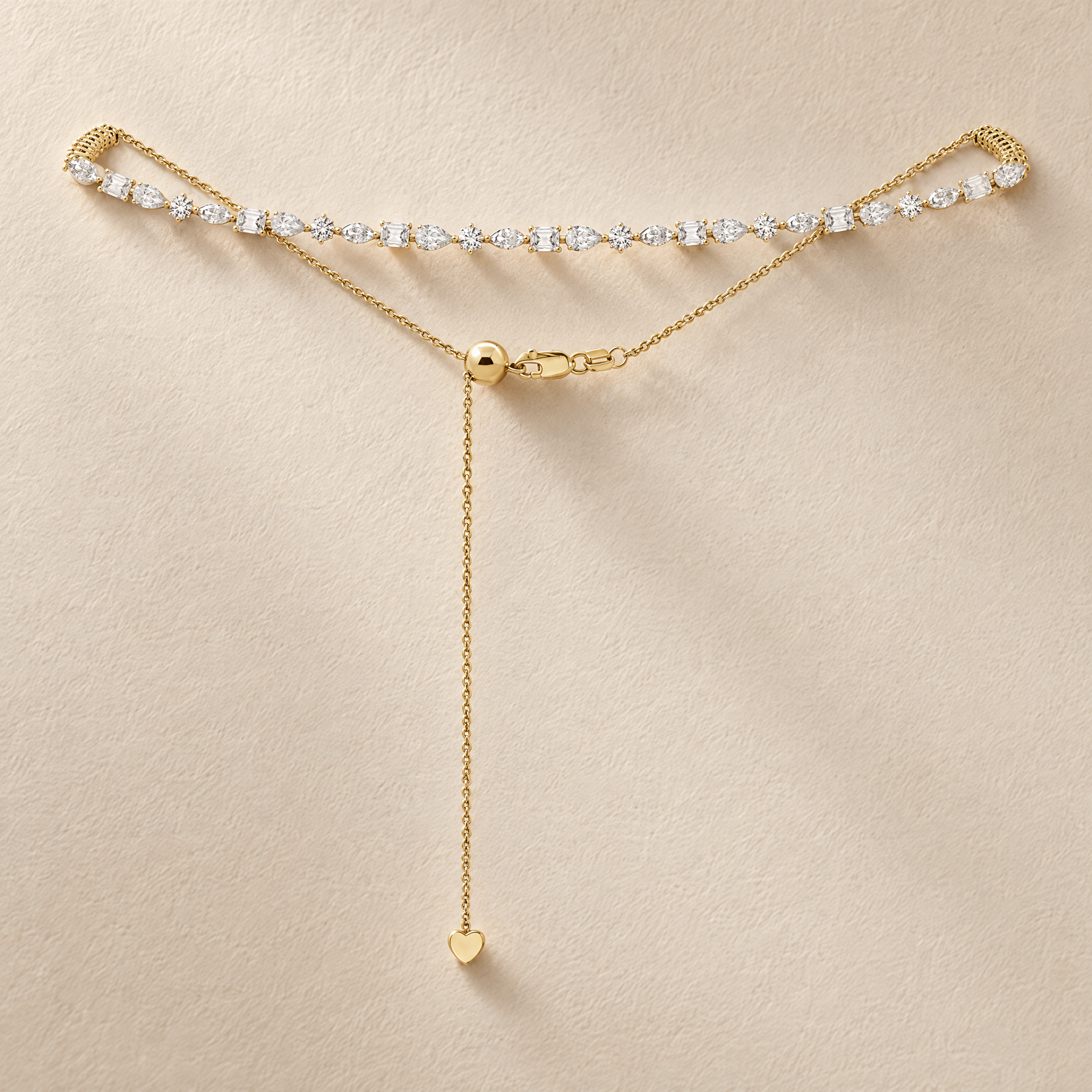 Multishape Halfway Adjustable Bolo Diamond Tennis Choker