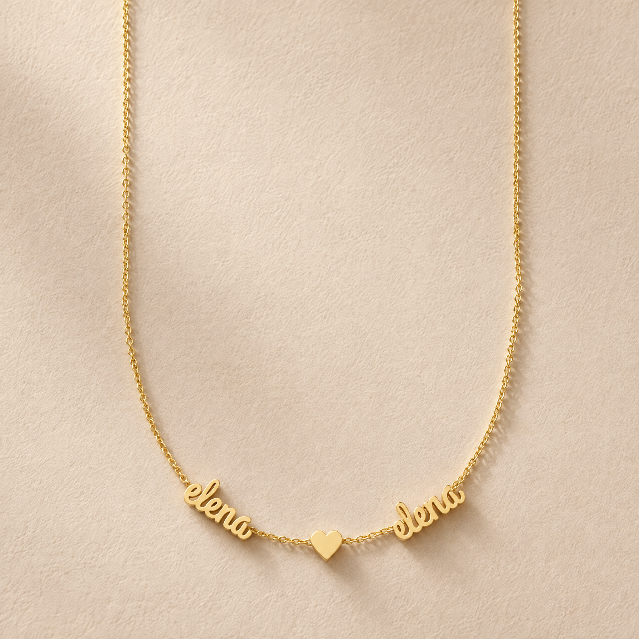 Two Name Necklace with Middle Charm