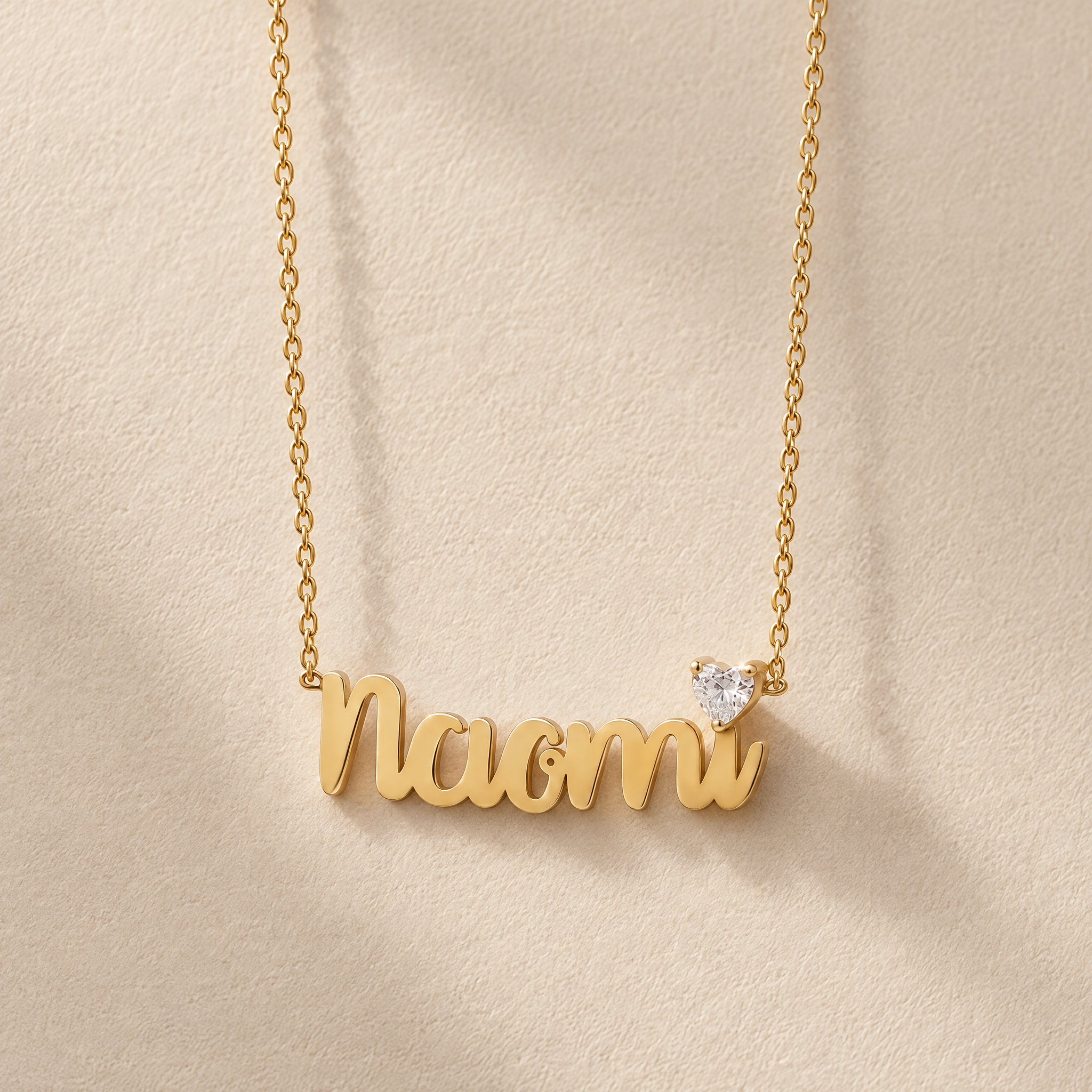 Name Necklace with Floating Heart