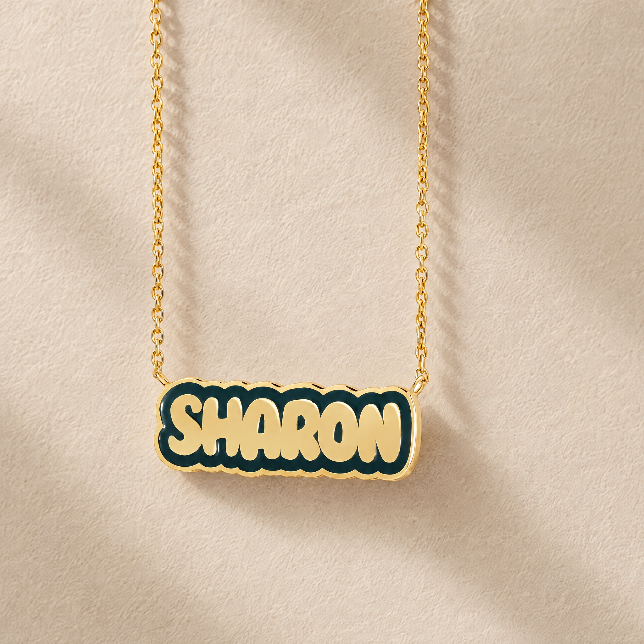 Enamel Outline Bold Name Necklace